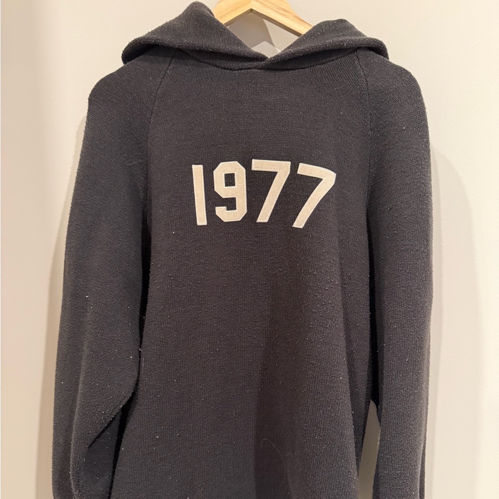 Essentials Charcoal Hoodie with 1977 Design